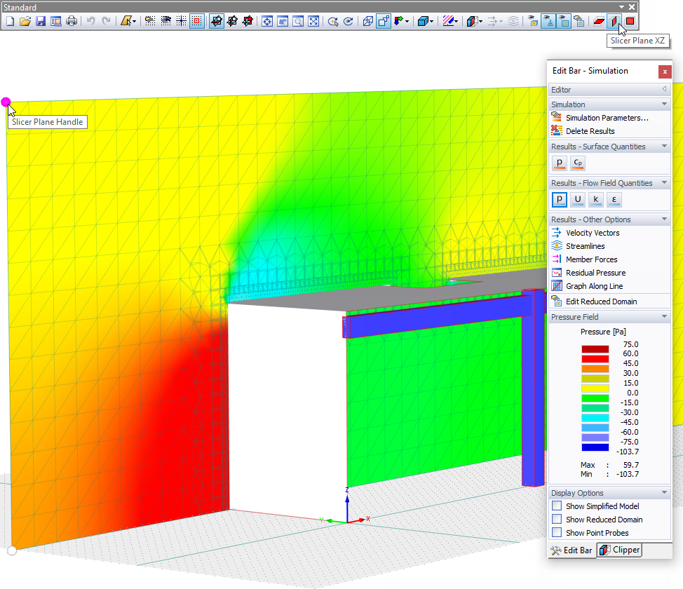 Slice Plane Showing Pressure Field Results